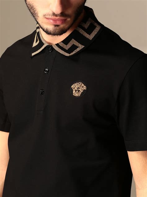 versace collection men's all over pattern polo shirt|versace long sleeves polo shirts.